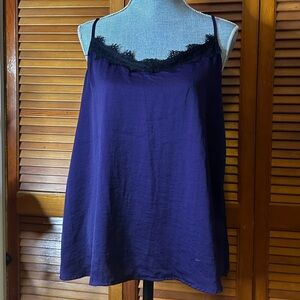 Apt. 9 Purple Satin Tank Top with Black Lace